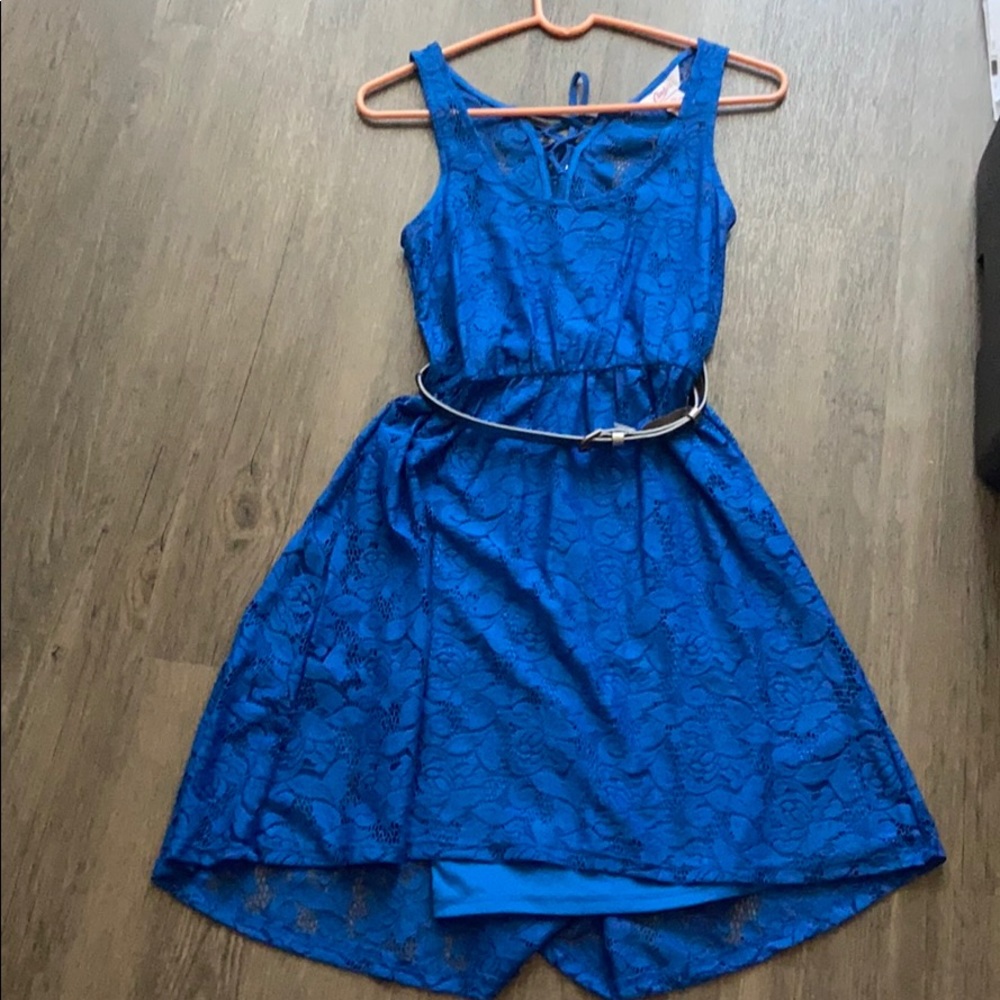 Candies lace royal blue dress with silver belt